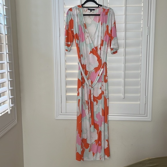NWOT Ilse Jacobsen Green Lily Maxi Wrap Dress - Picture 2 of 13